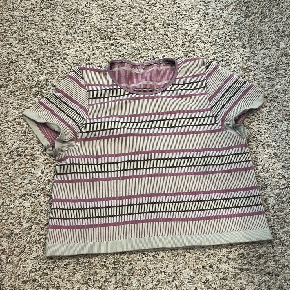 Urban Outfitters Striped Crop Top - Purple and Gray